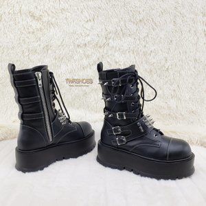 Men's Spiked Strap Goth Punk Platform Boots Slacker 165